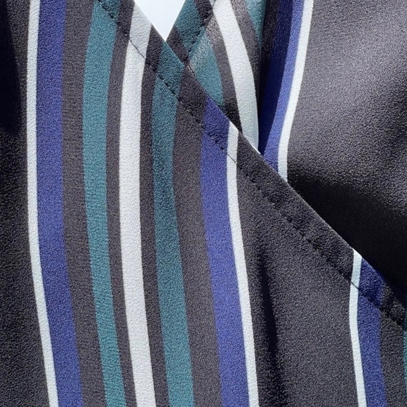 Express Bohemian Wrap Style Stripe Plunge V-Neck Blouse - Picture 10 of 11